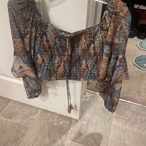 12th tribe Boho Chic Smocked Blouse